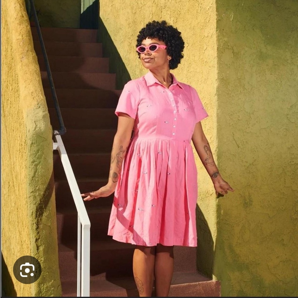 Pink Button-Up Mini Dress